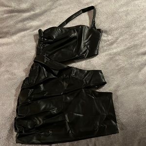 Michael Costello leather mini dress with cut outs size small new with tags